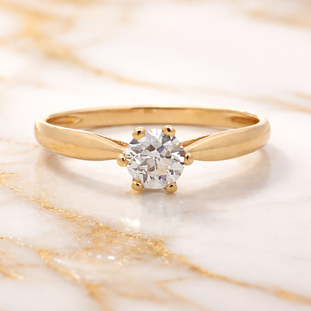 Solitaire or jaune diamant naturel 