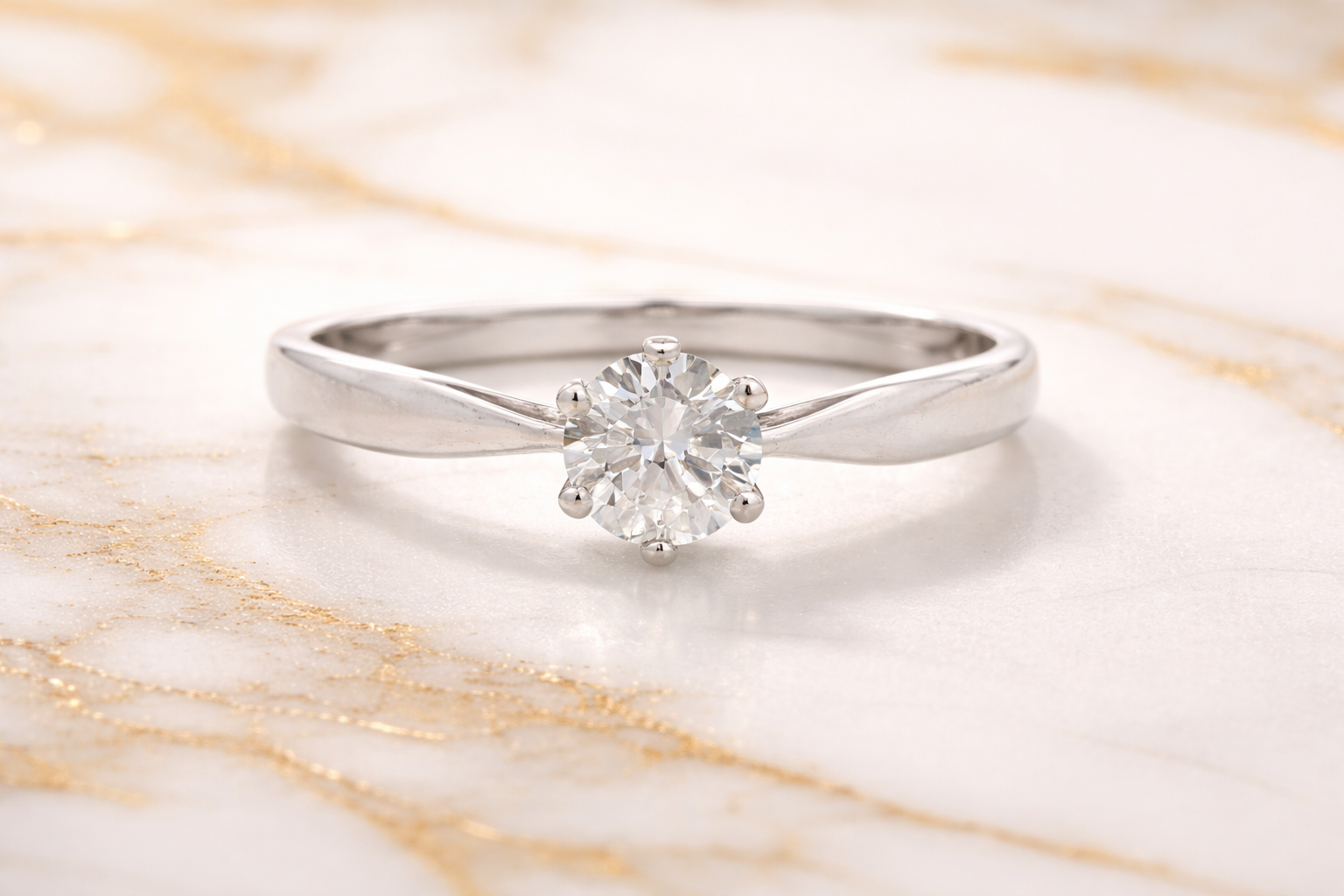 Solitaire, or blanc & Diamant naturel