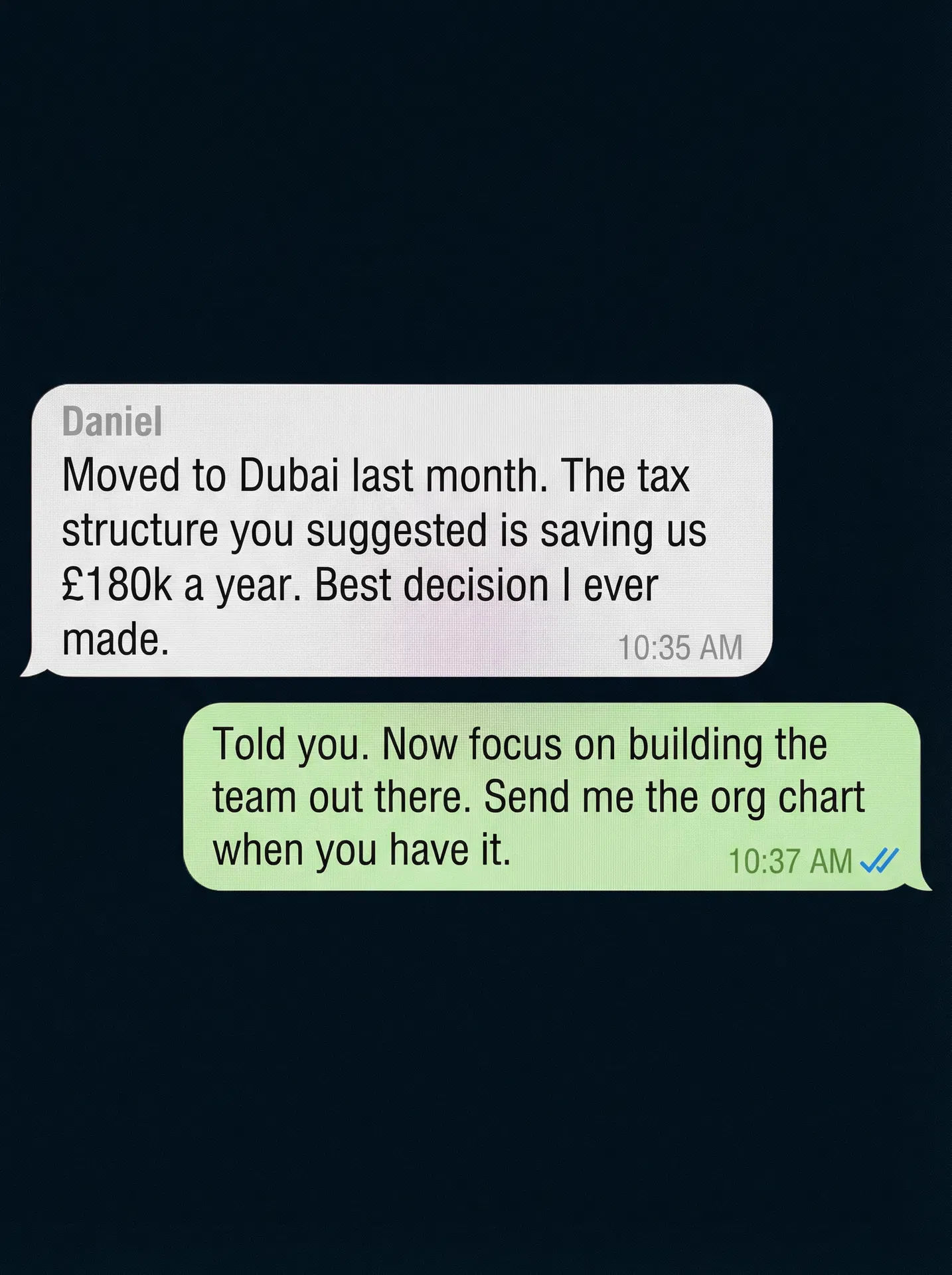 Testimonial message