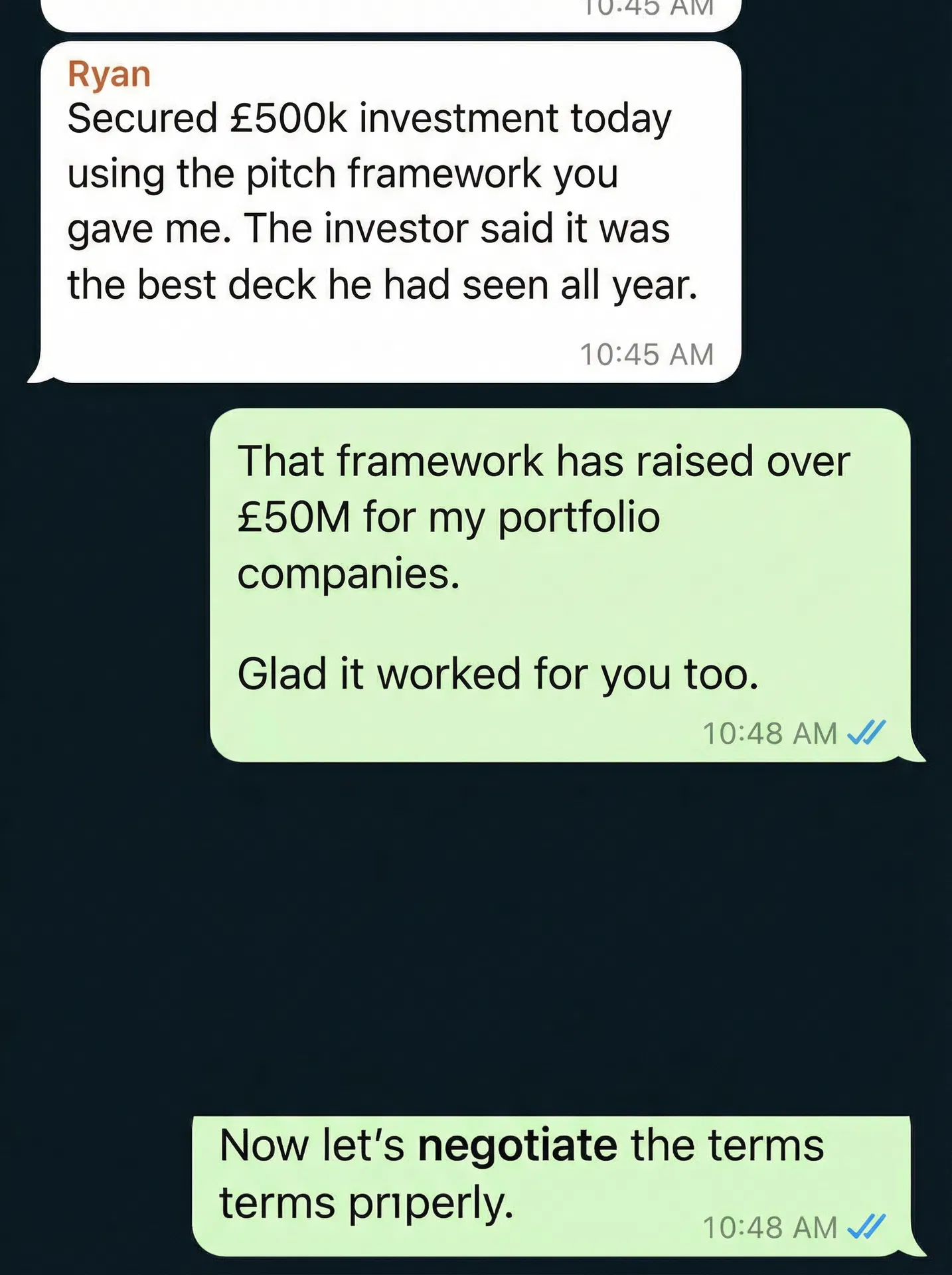 Testimonial message