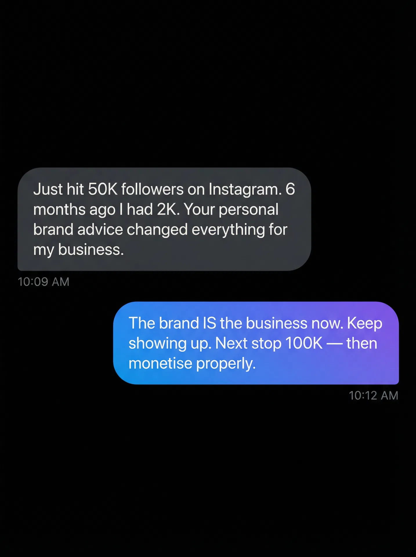 Testimonial message
