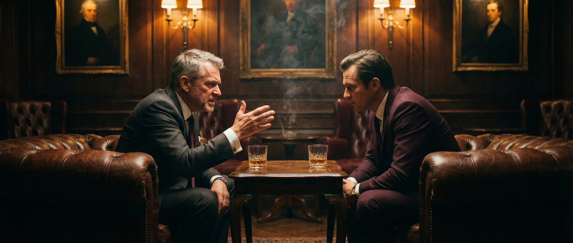 Investor handshake in private members club
