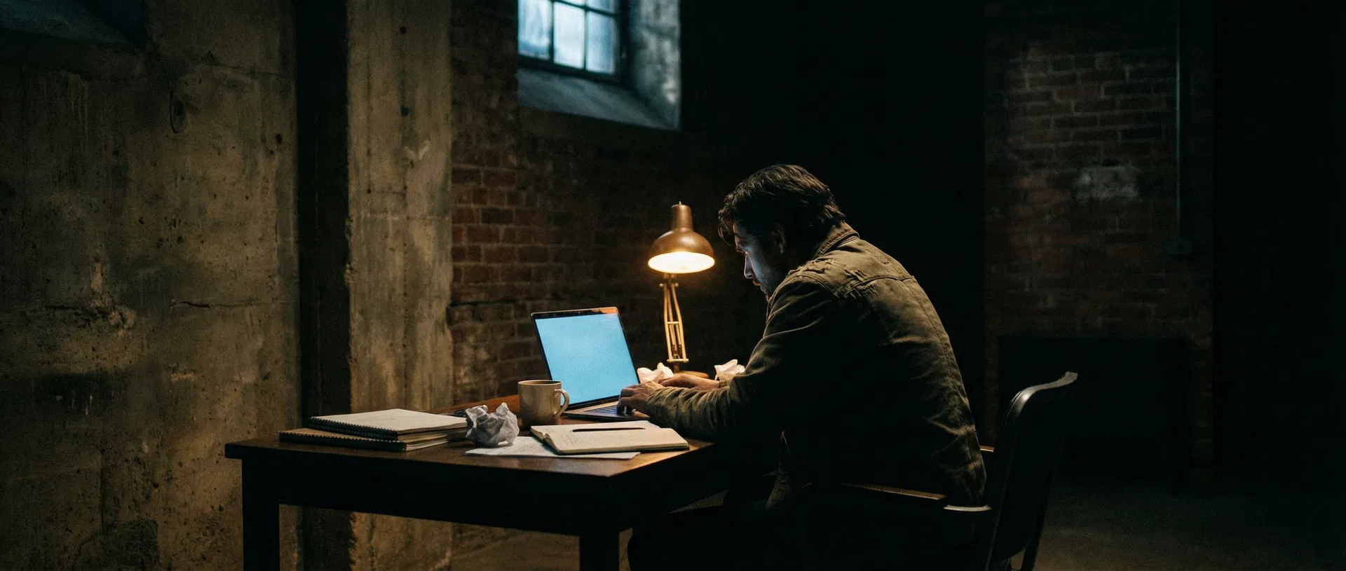 Entrepreneur bootstrapping late at night