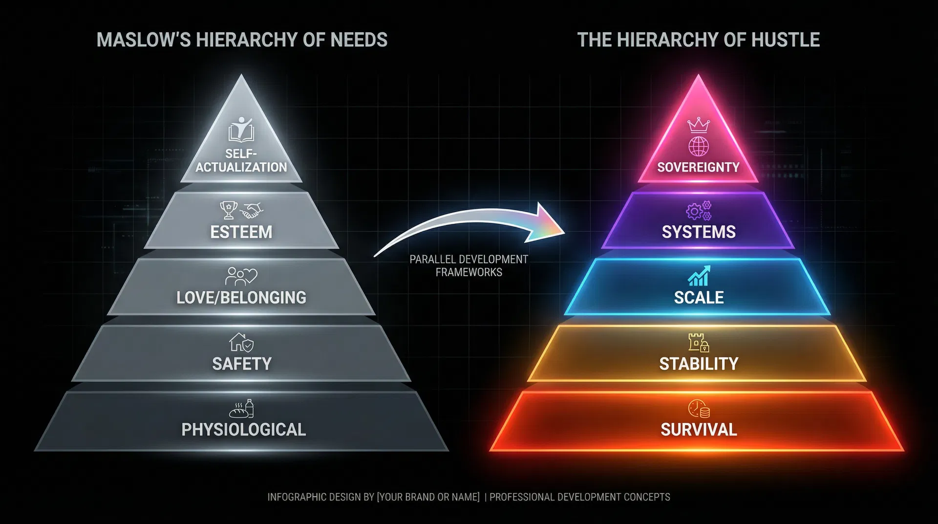 Maslow's Hierarchy of Needs compared to The Hierarchy of Hustle