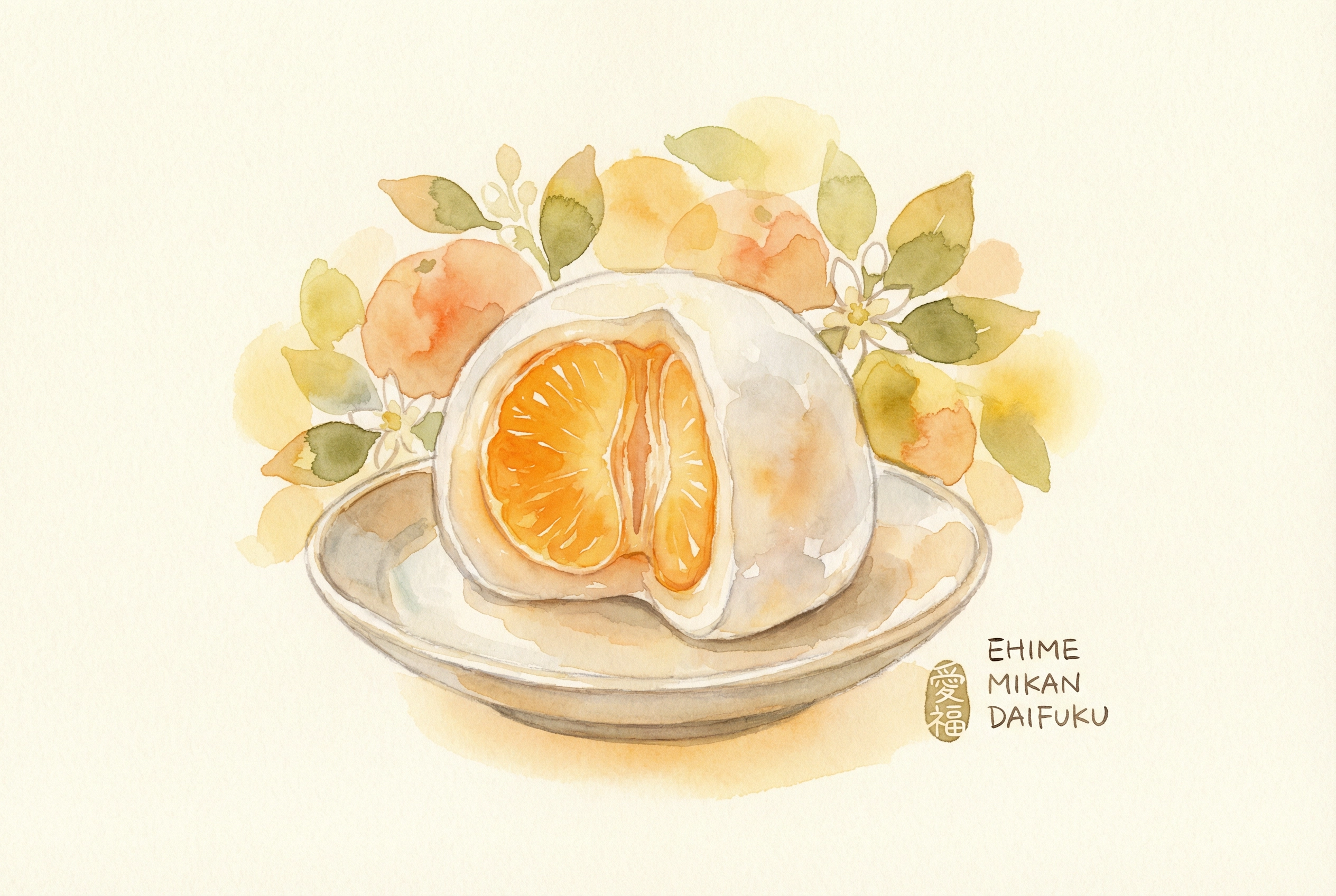 愛媛のミカン大福 — 柑橘王国の恵みを包んだ、白いもちもち