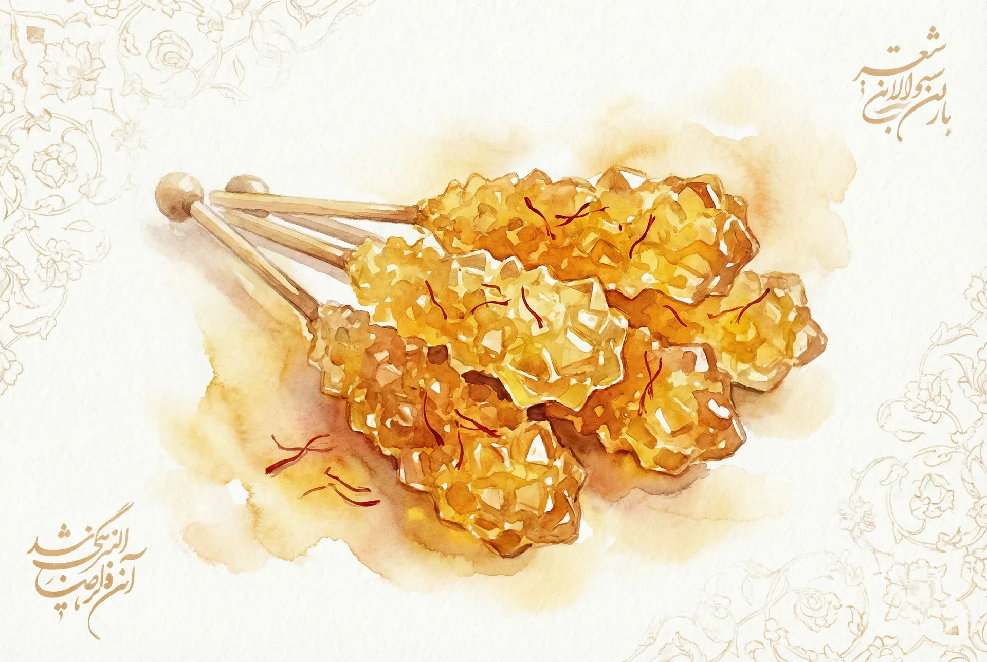 黄金の輝き、イランのサフラン岩砂糖で旅するペルシャの甘い夢