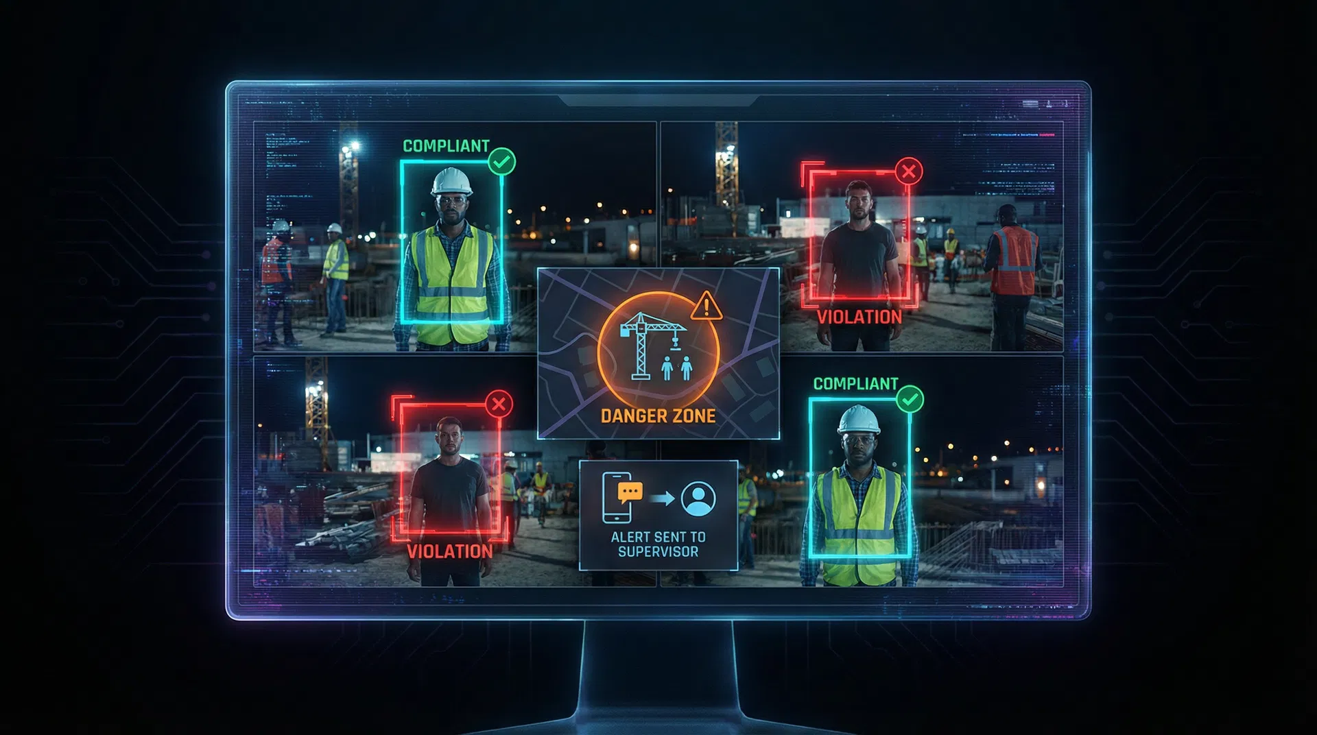 AI Safety Watch - real-time PPE detection and hazard zone alerting for construction sites