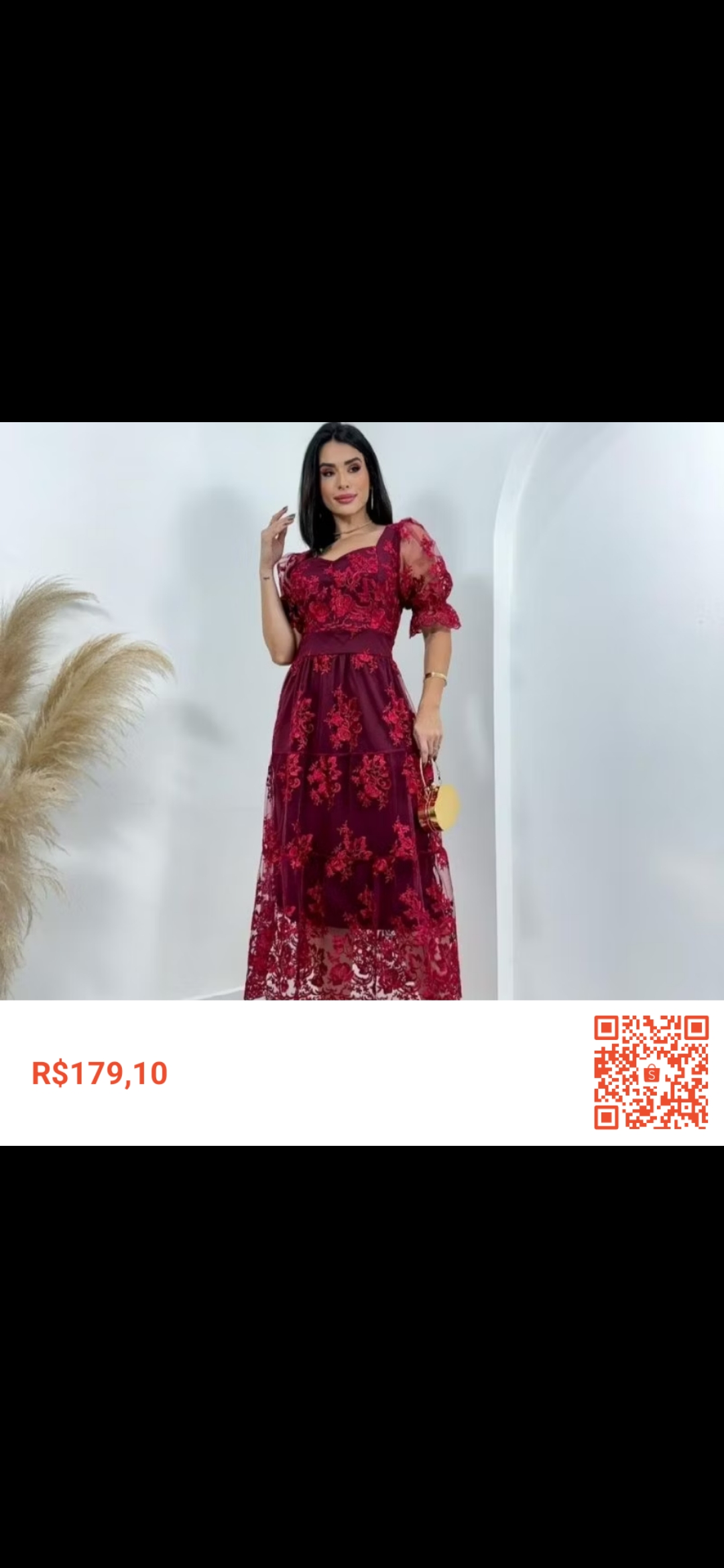 Vestido longo bordado elegância 