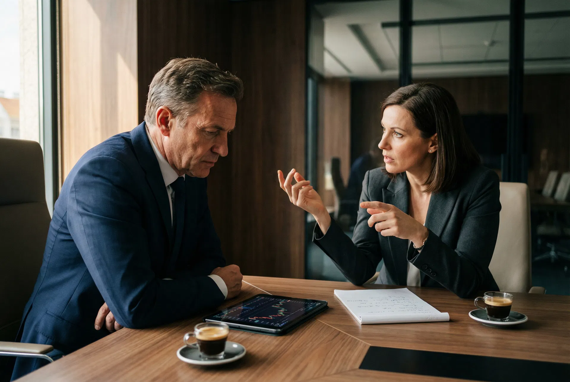 Collaborative strategy session between financial professionals