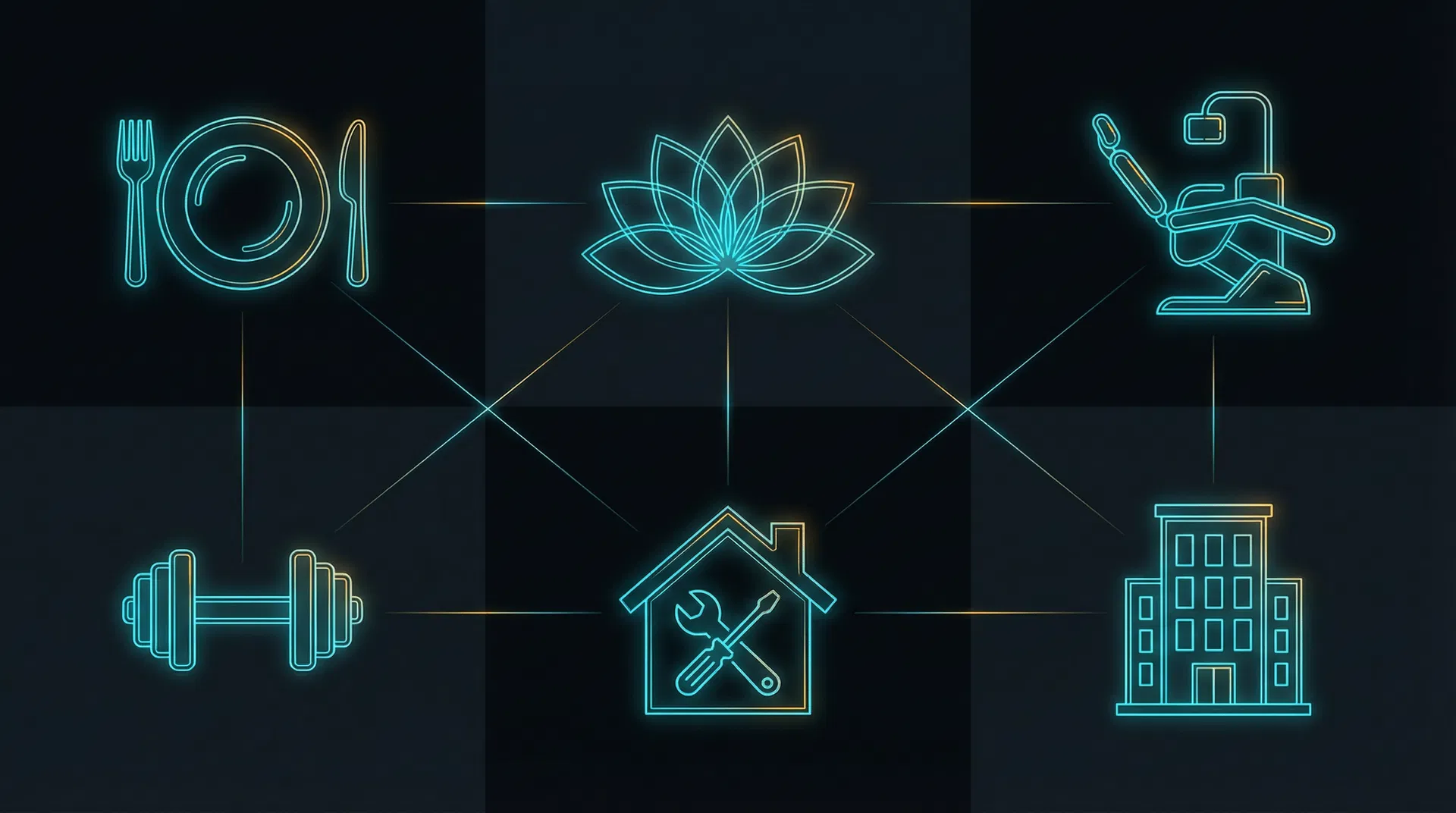 AI automation network connecting different small business types through intelligent workflows