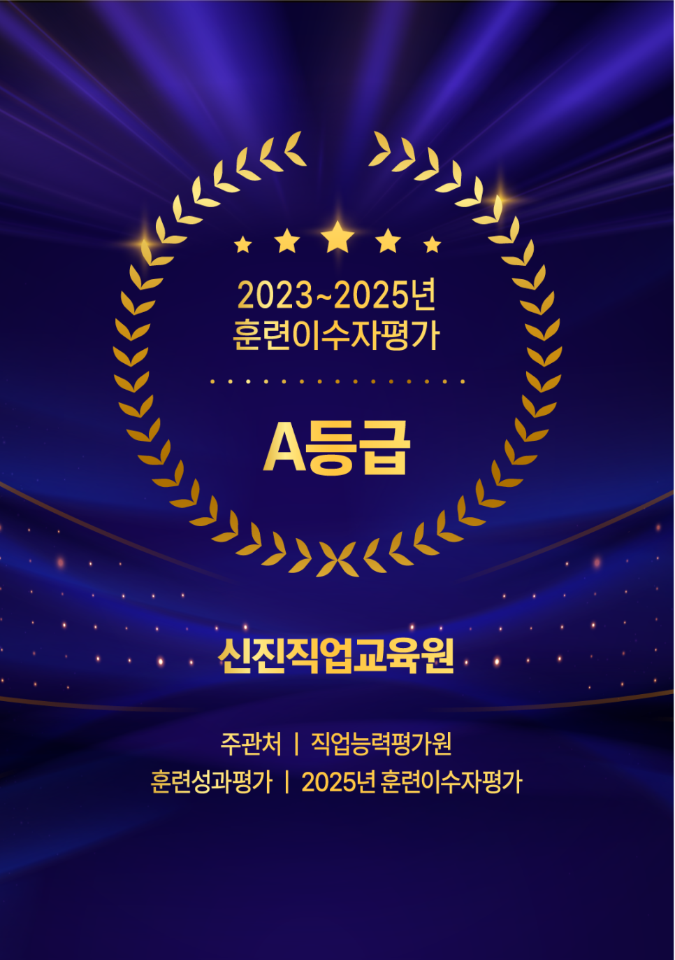 2023~2025년 훈련이수자평가 A등급 인증서