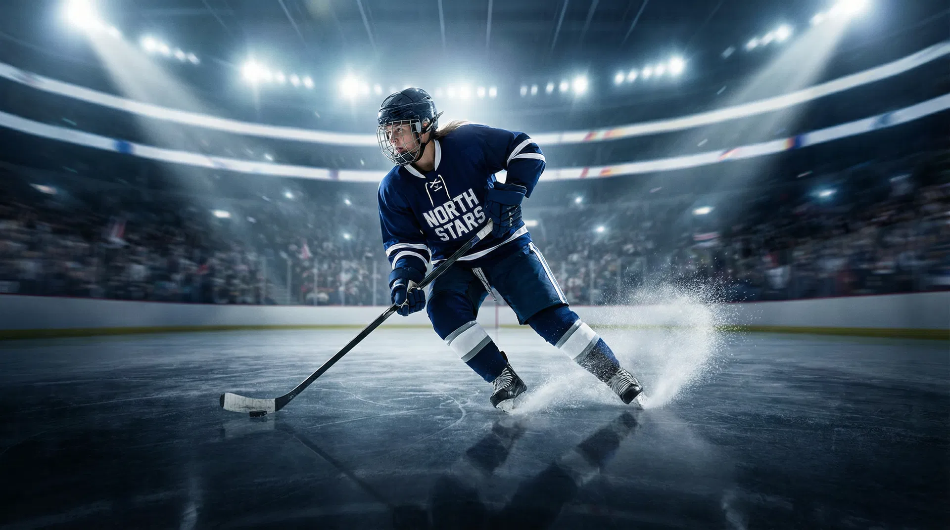 Girls hockey player skating