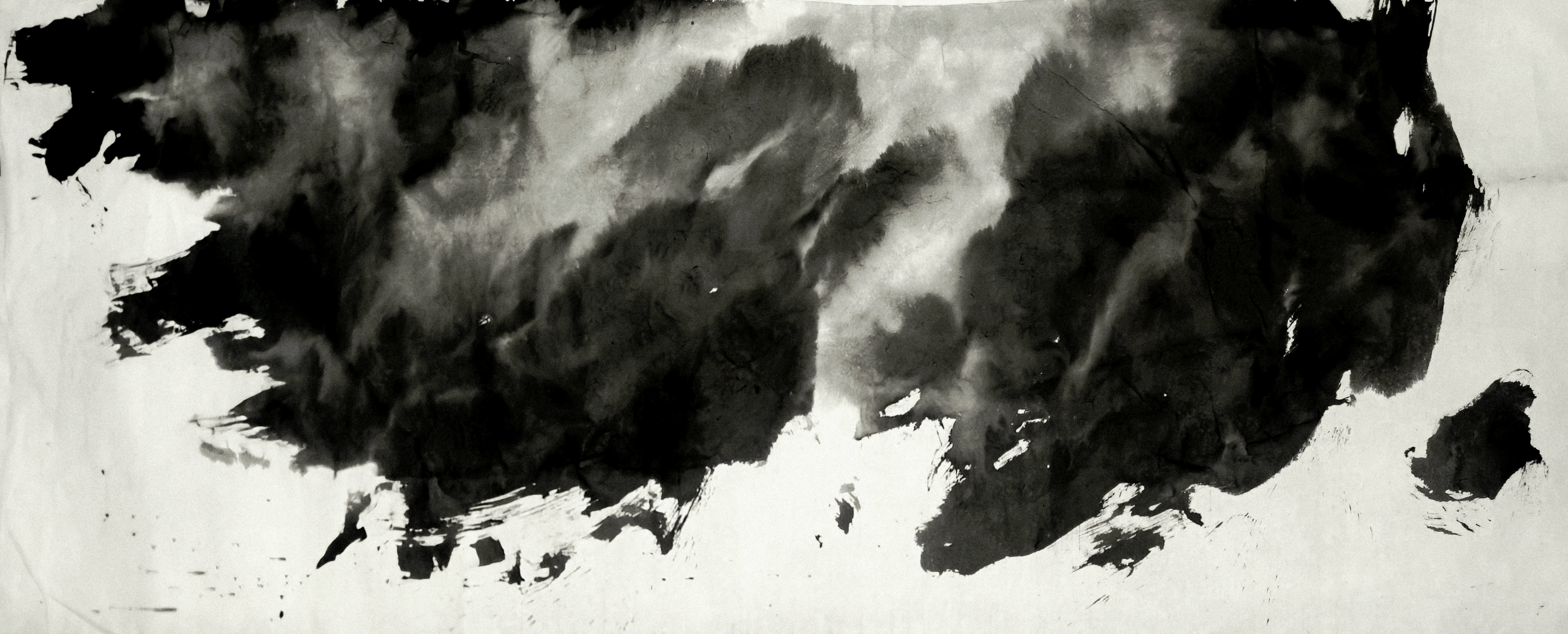 Peter Yuill - Big Bang: Smoke Field, Sumi ink on Chinese mulberry paper, 2025