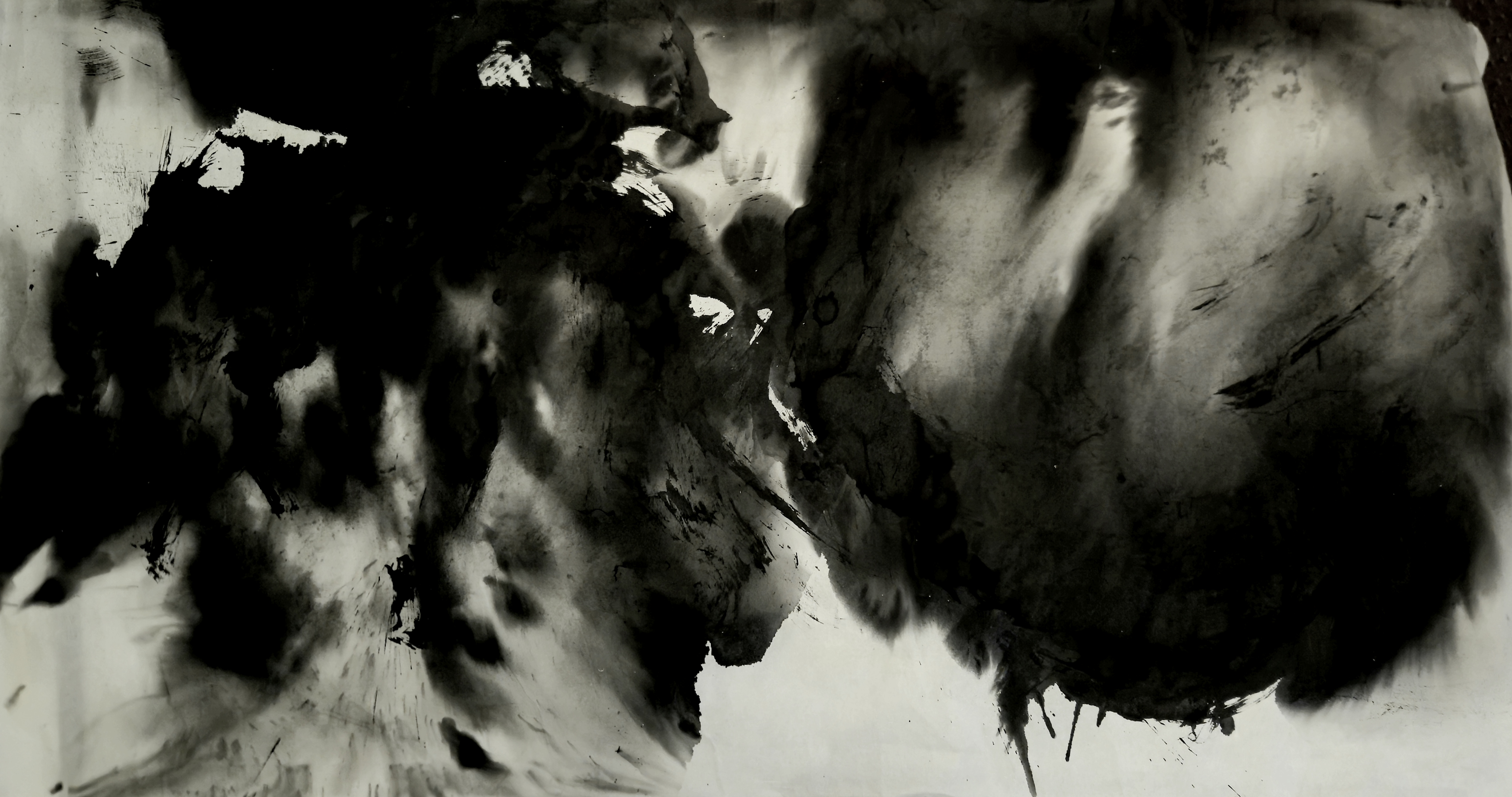 Peter Yuill - Big Bang: Diagonal Thrust Ii, Sumi ink on Chinese mulberry paper, 2025