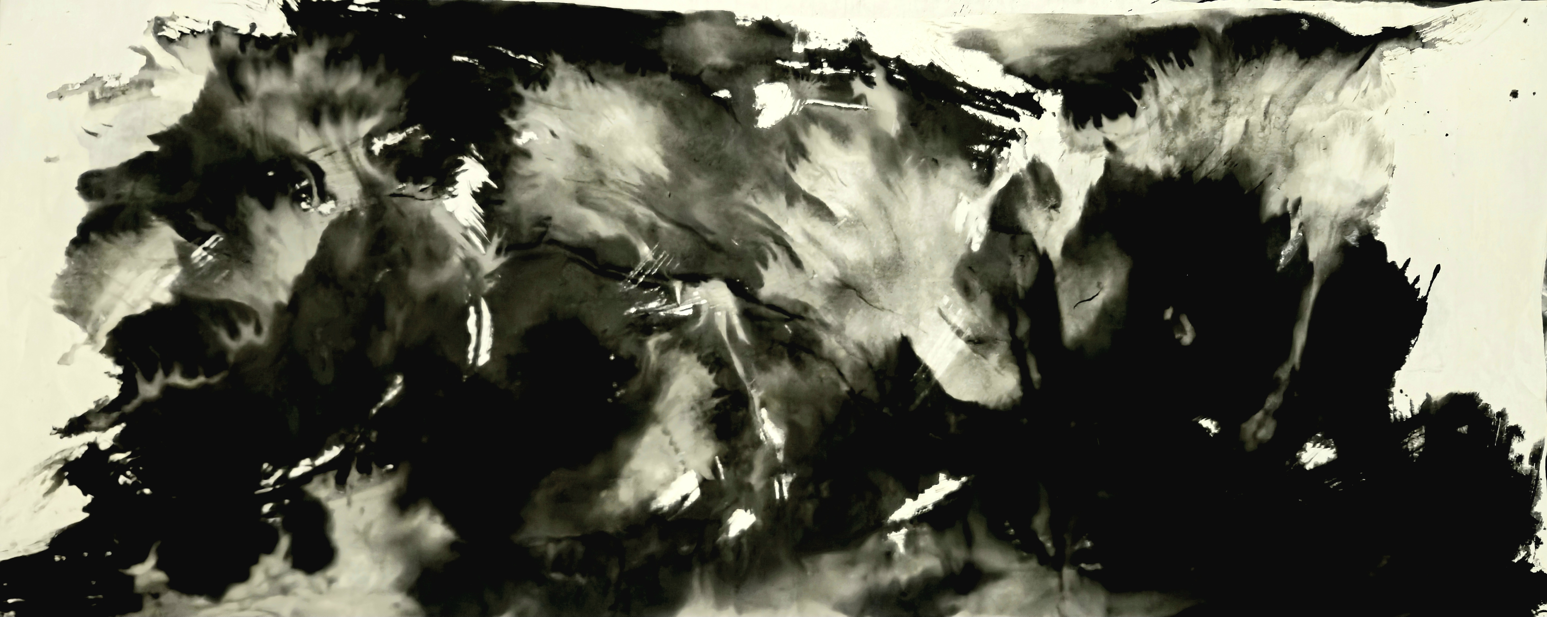 Peter Yuill - Big Bang: Geological Core, Sumi ink on Chinese mulberry paper, 2025
