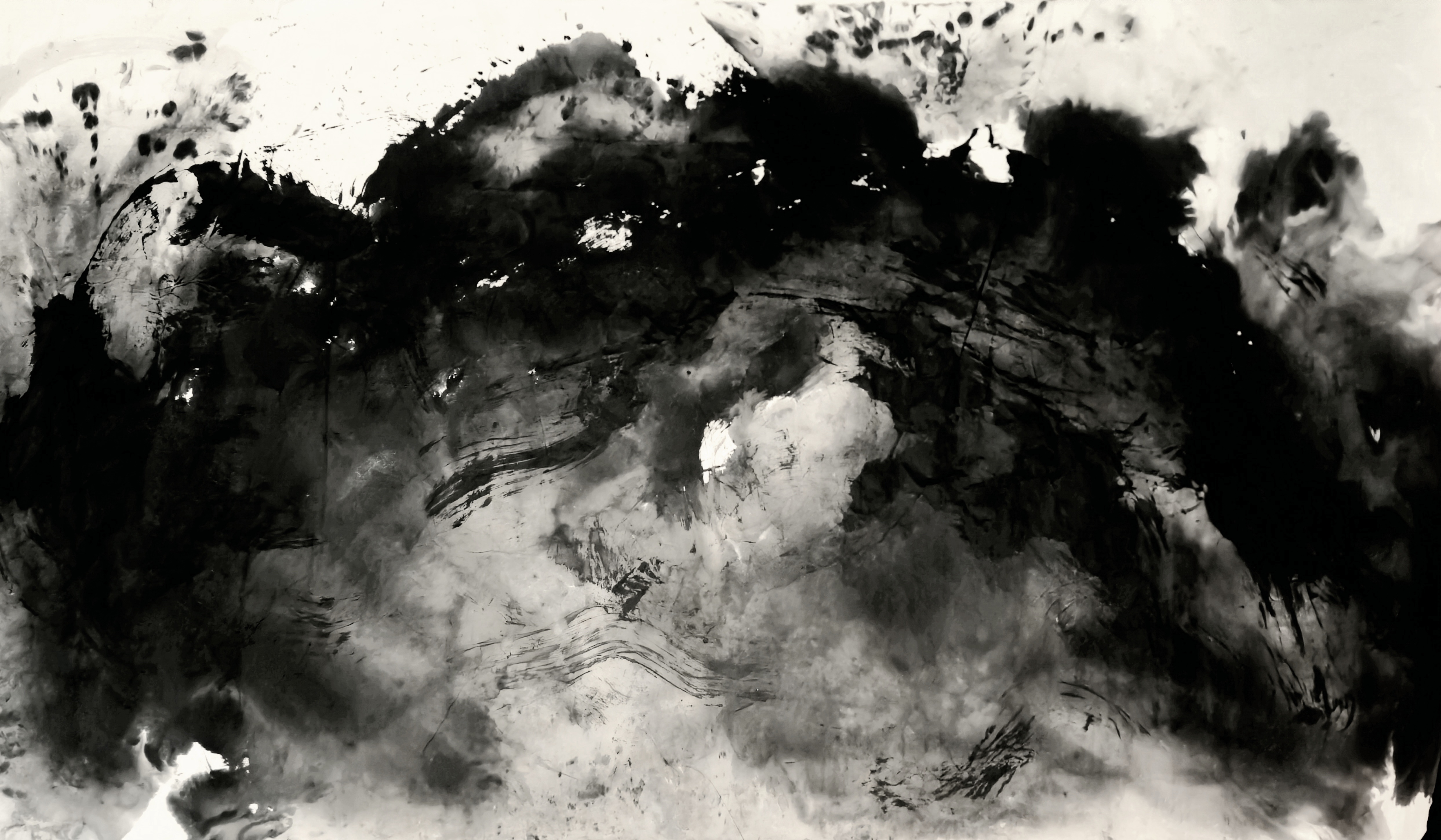 Peter Yuill - Big Bang: Geological Core Ii, Sumi ink on Chinese mulberry paper, 2025