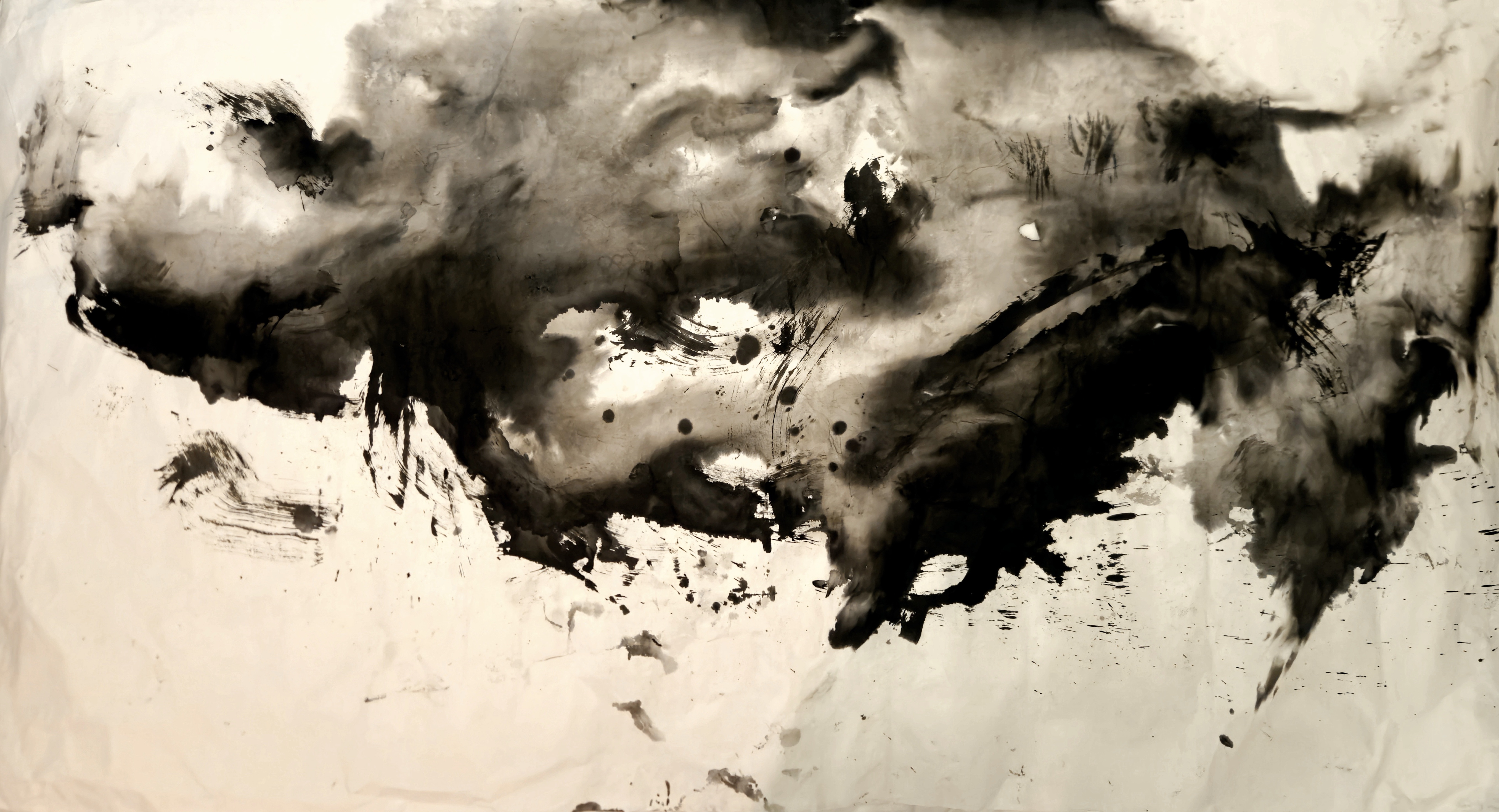 Peter Yuill - Big Bang: Cloud Mass, Sumi ink on Chinese mulberry paper, 2025