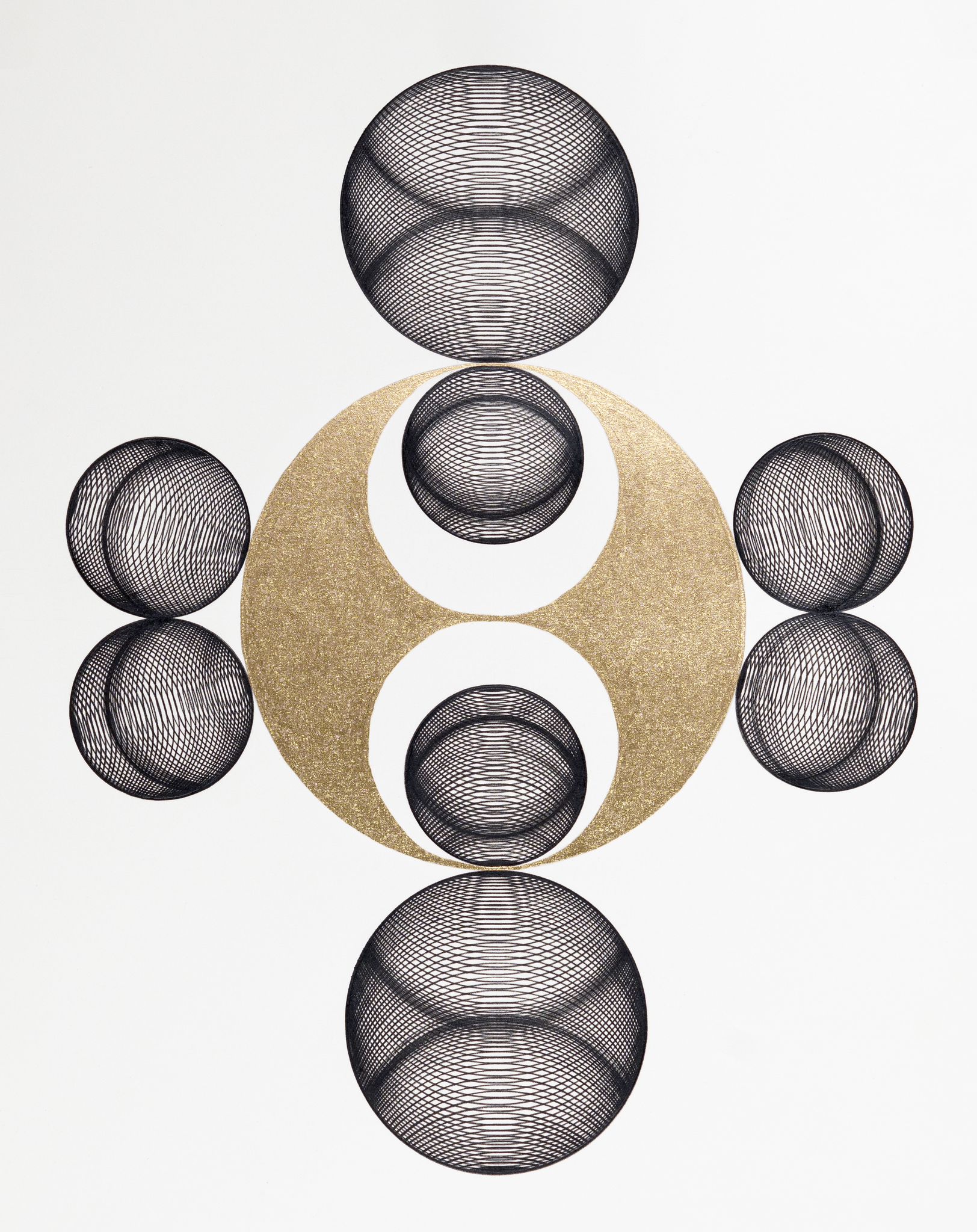 Vertical Cross with Gold Satellites