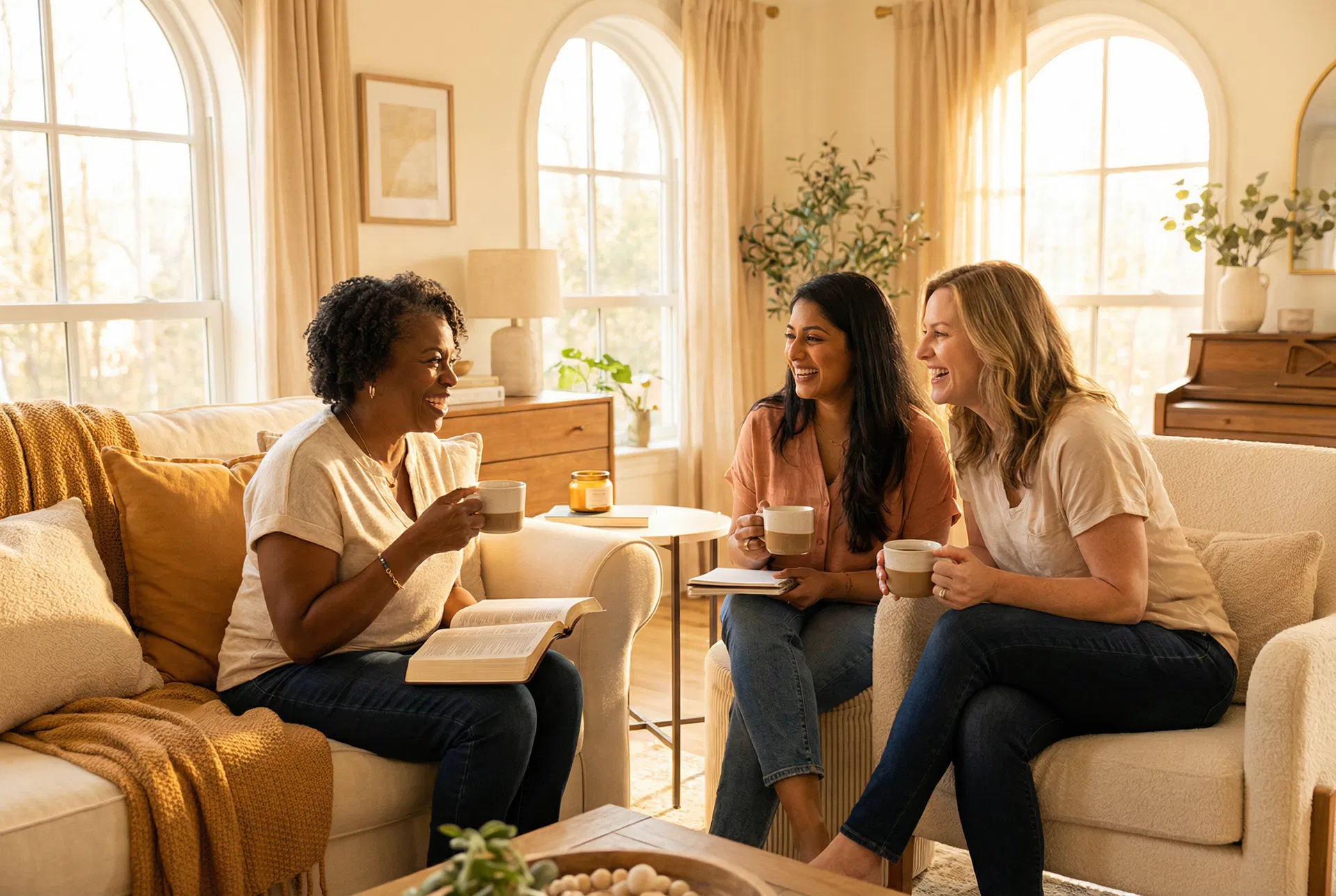 Women sharing fellowship and Bible study