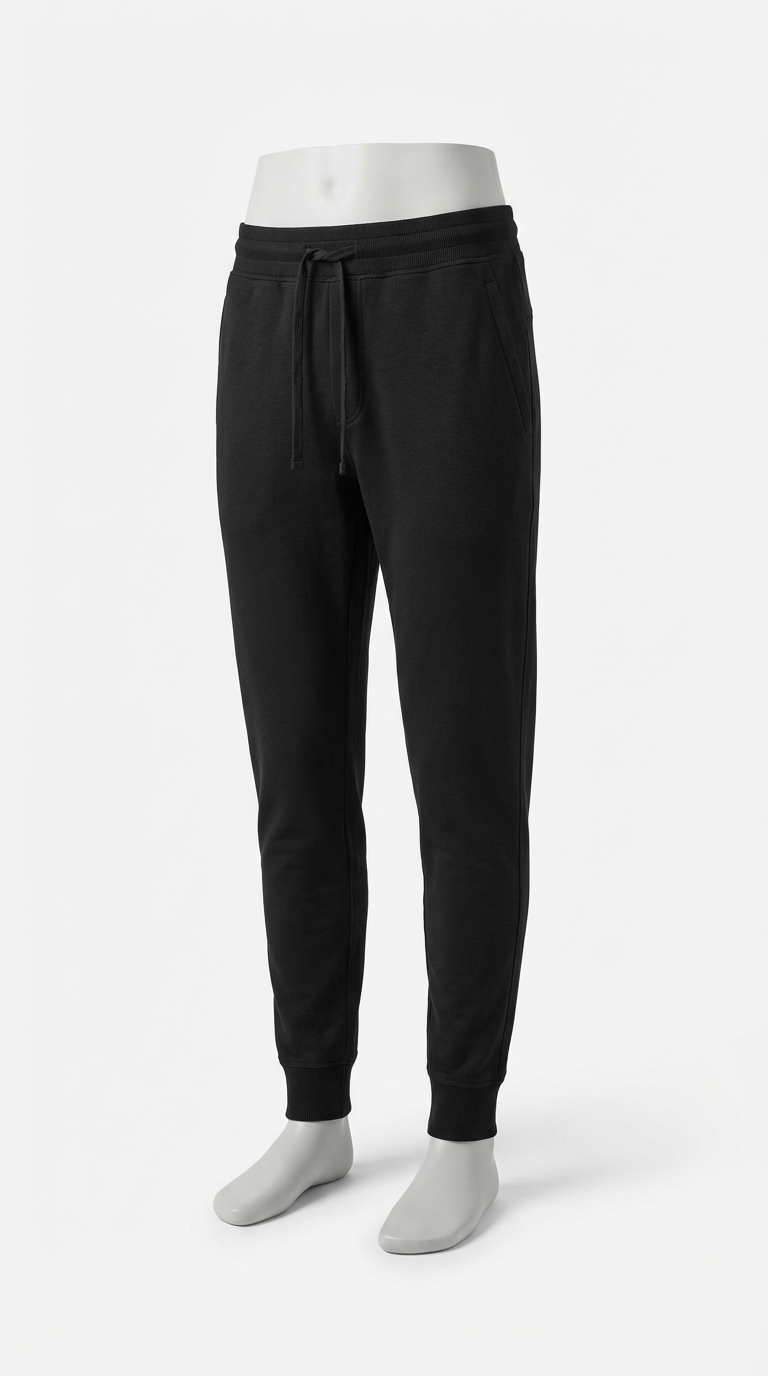Essential Joggers in black color - Tailored joggers in premium cotton terry