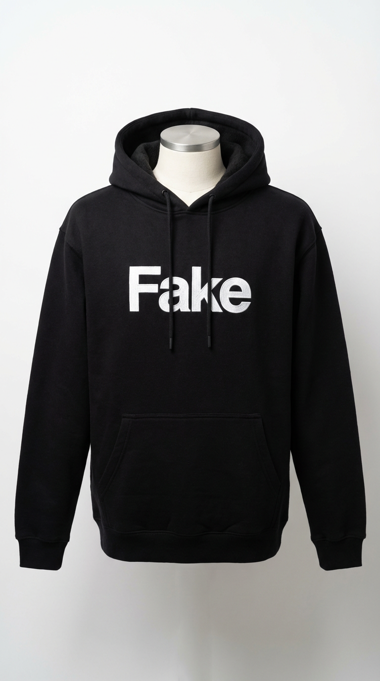Fake Signature Hoodie in black color - Premium heavyweight hoodie with embroidered logo