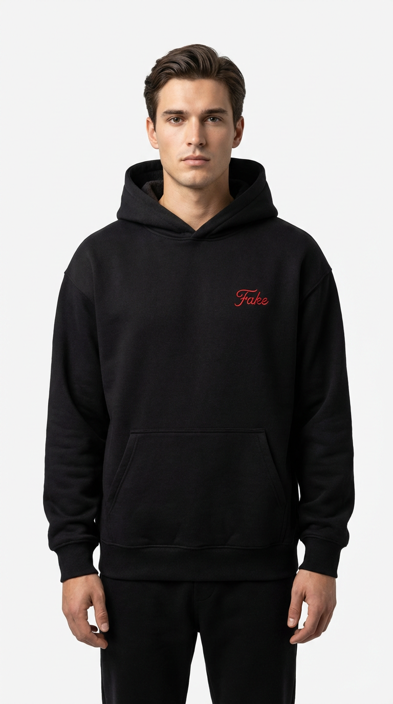 Fake Signature Hoodie - Premium heavyweight hoodie with embroidered logo