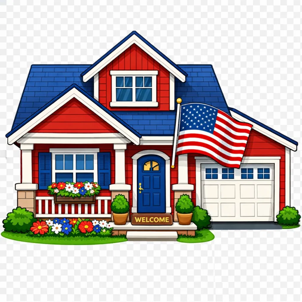 House with American flag