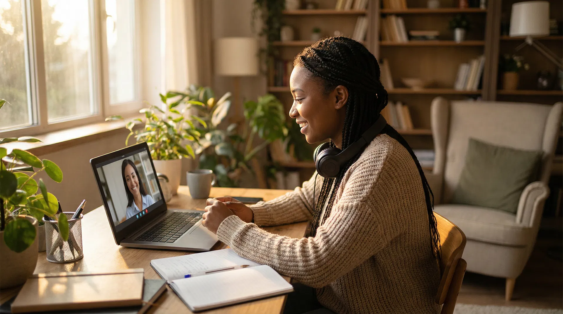 Student learning virtually at home