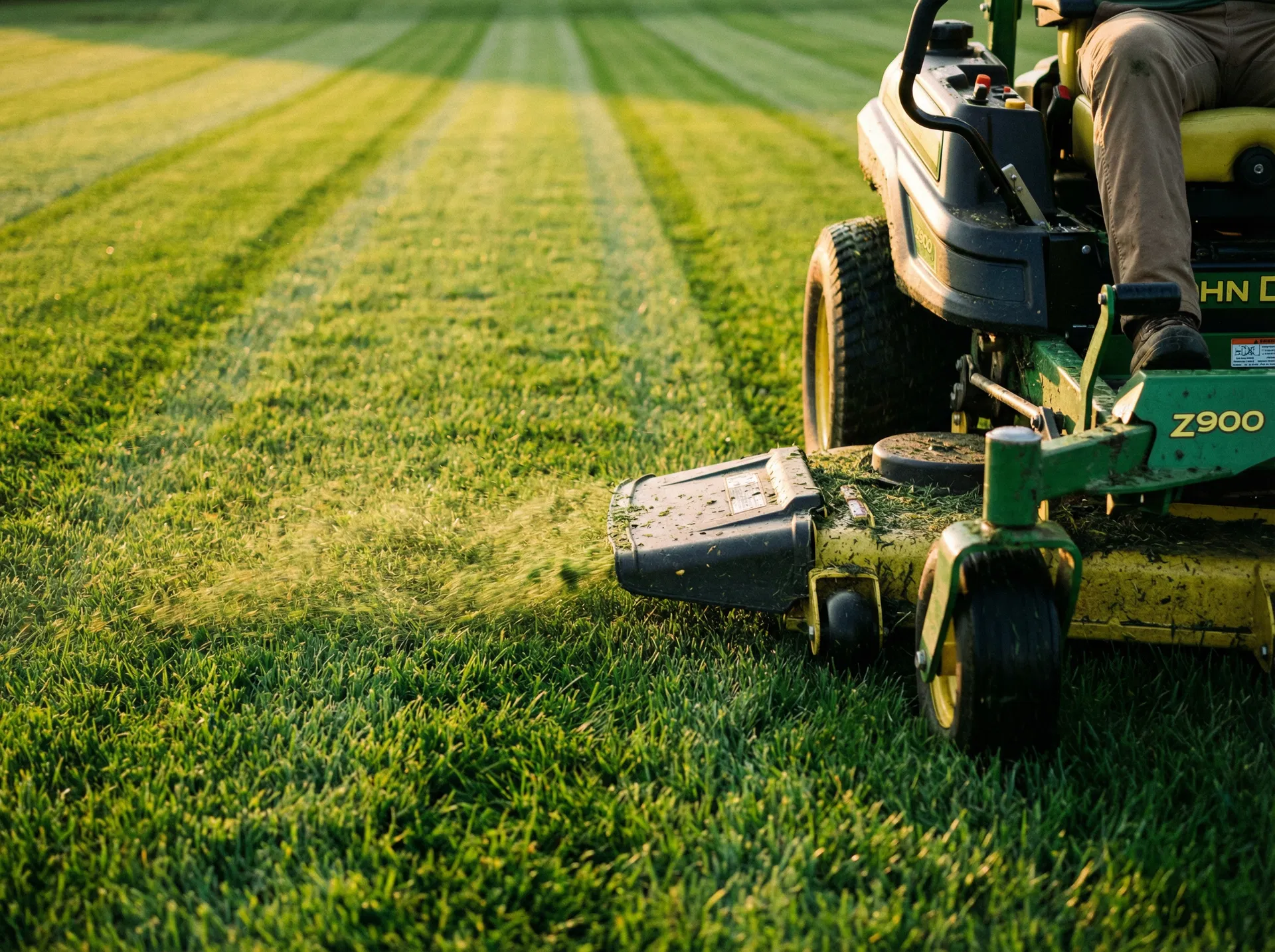 Professional lawn mowing in action