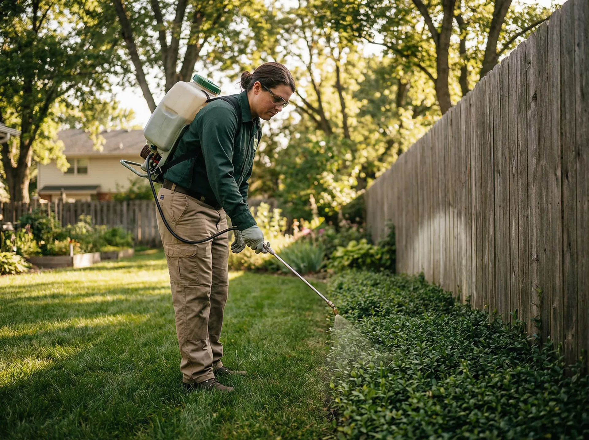 Bright Environmental Services technician spraying for mosquitoes
