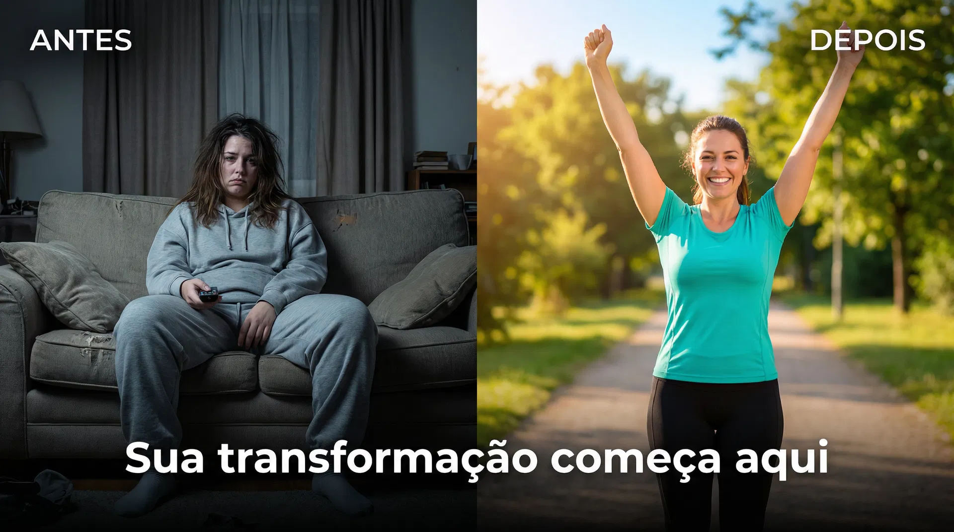 Transformação antes e depois