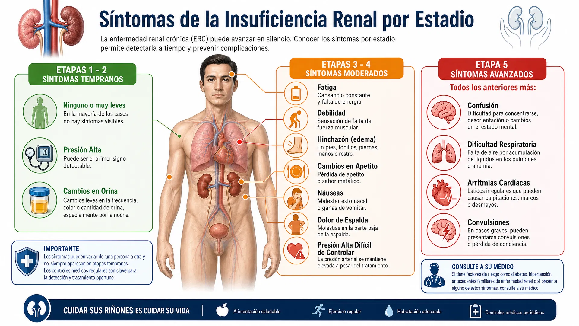 Síntomas de insuficiencia renal por estadio
