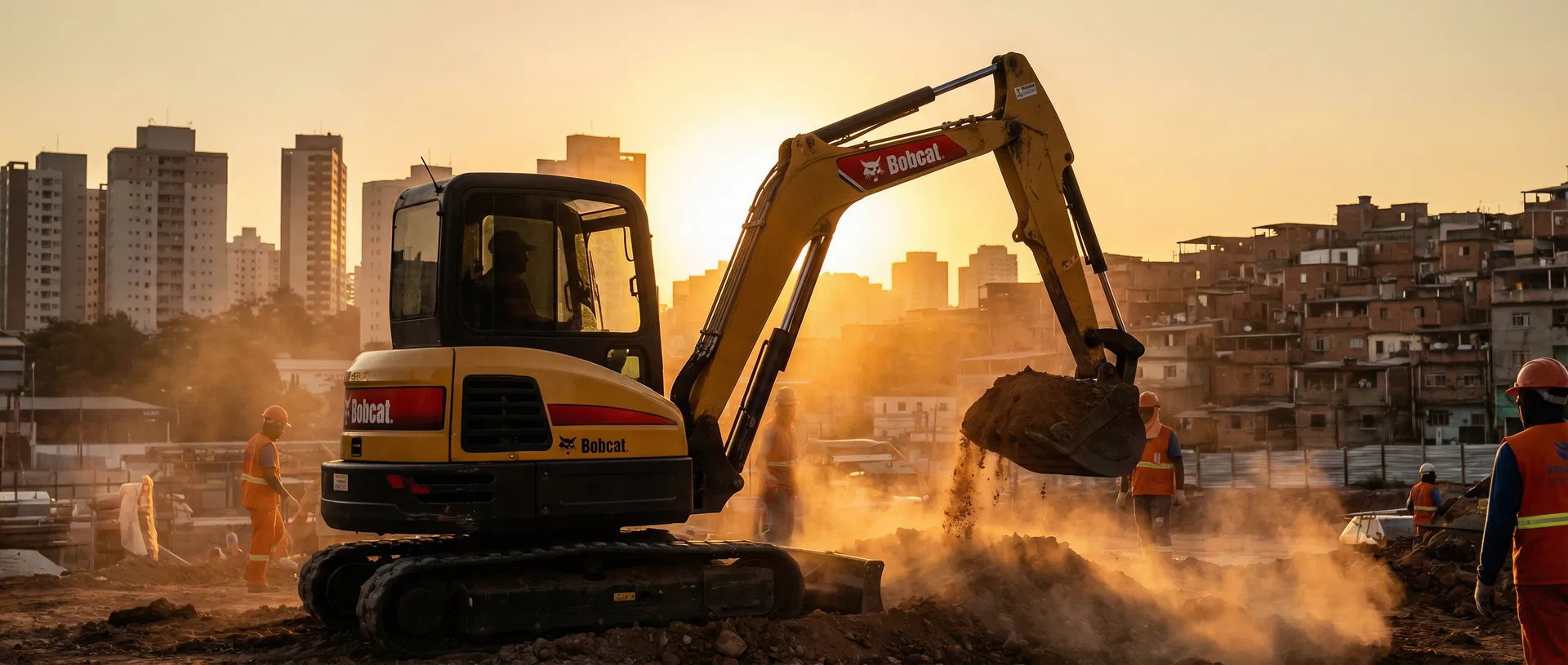 Bobcat em ação em obra em Curitiba