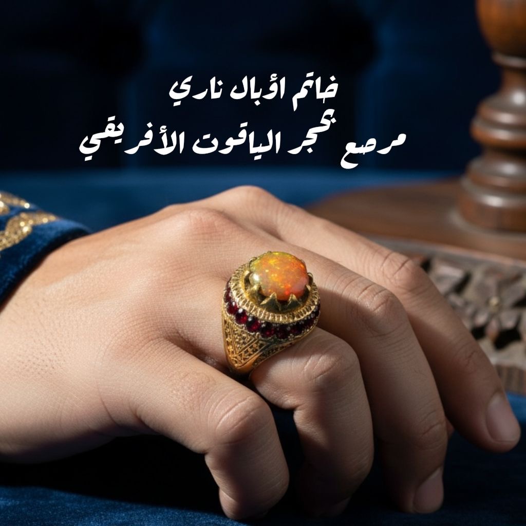 خاتم اؤبال رجالي مرصع بحجر الياقوت الافريقي