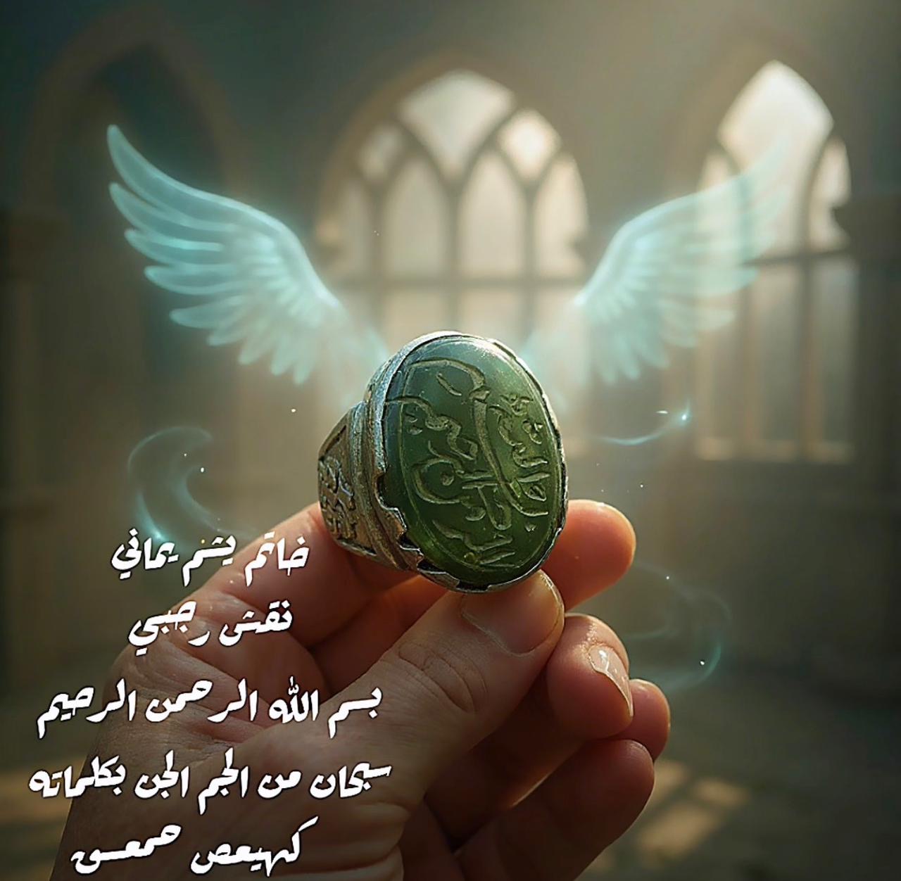 خاتم يشم رجالي منقوش رجبي