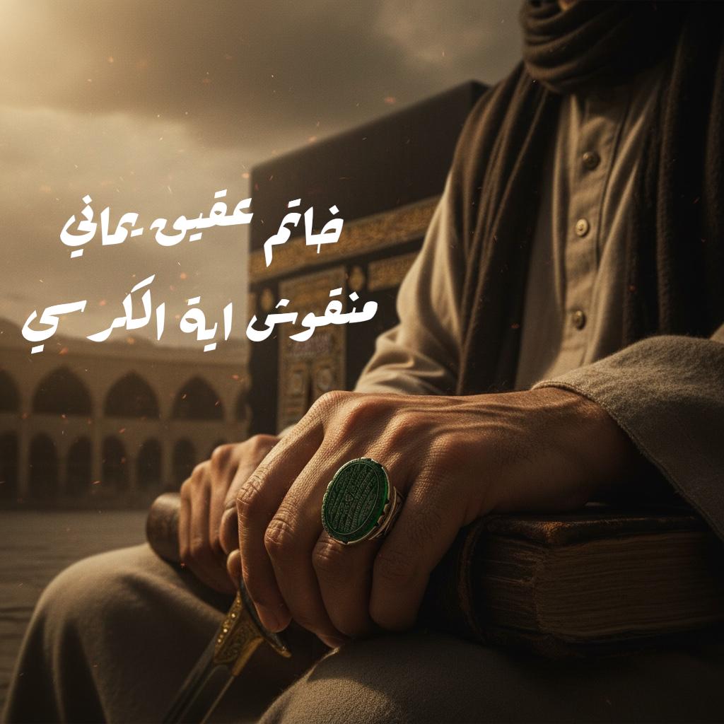 خاتم عقيق يماني منقوش اية الكرسي