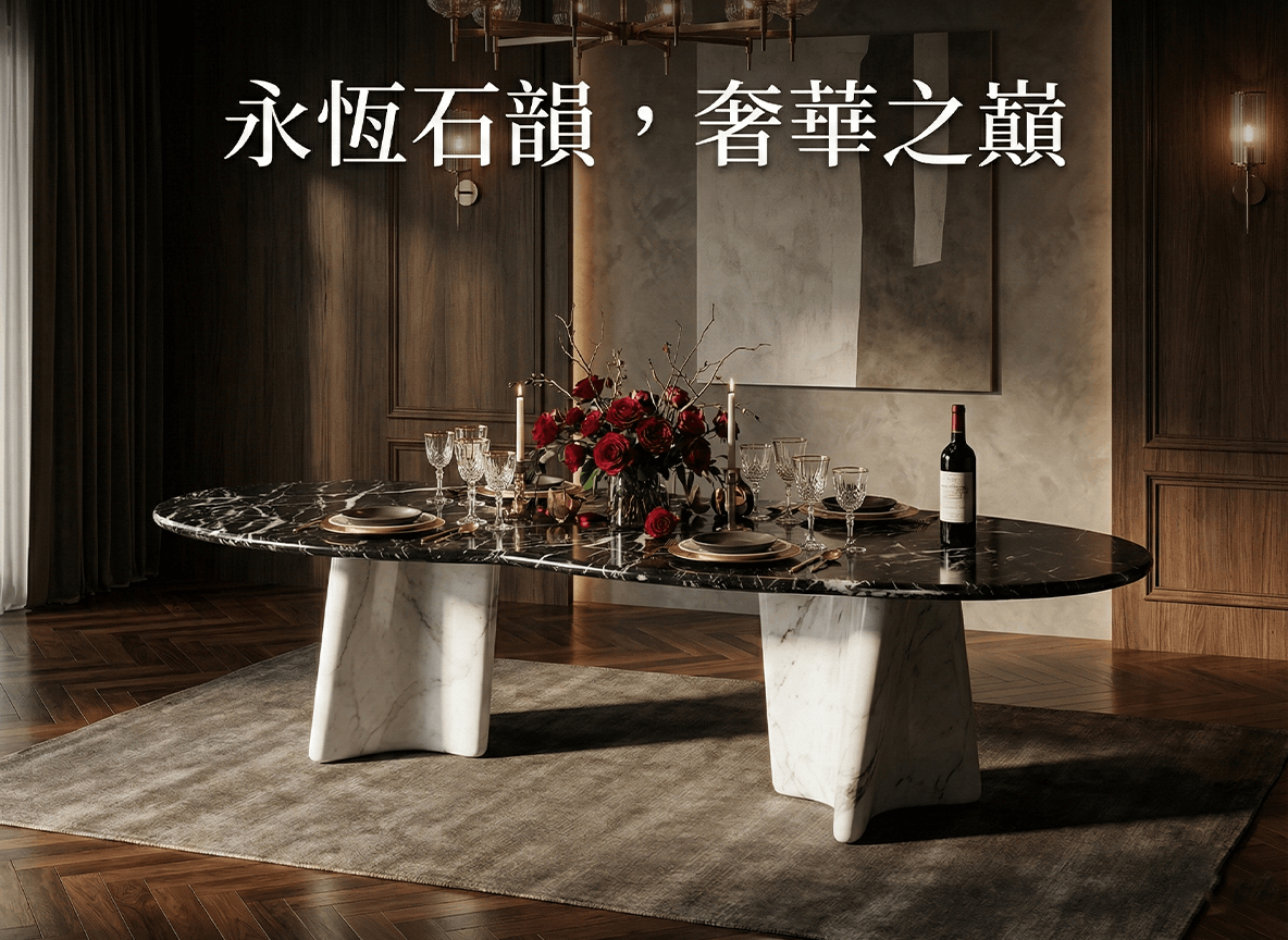 【Nero 尼祿】黑爵王者．建築幾何奢石餐桌 KX7107 thumbnail 4