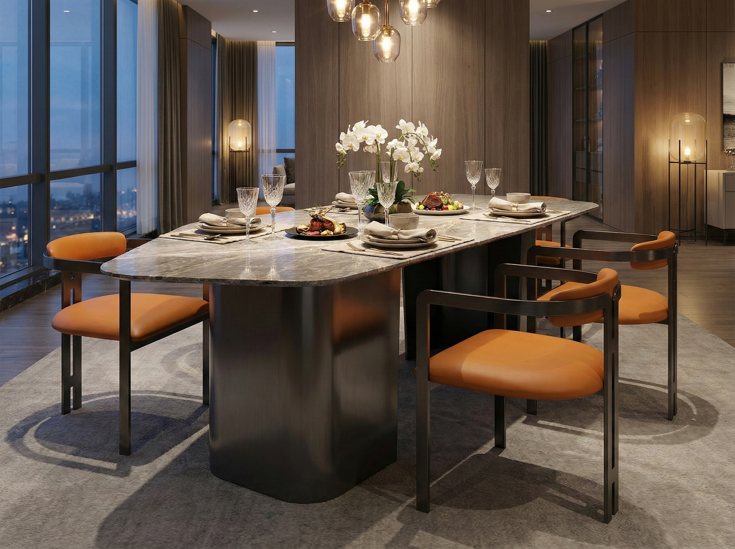 【 暮光・曜石 】黑鈦工藝奢石餐桌 1223 thumbnail 2