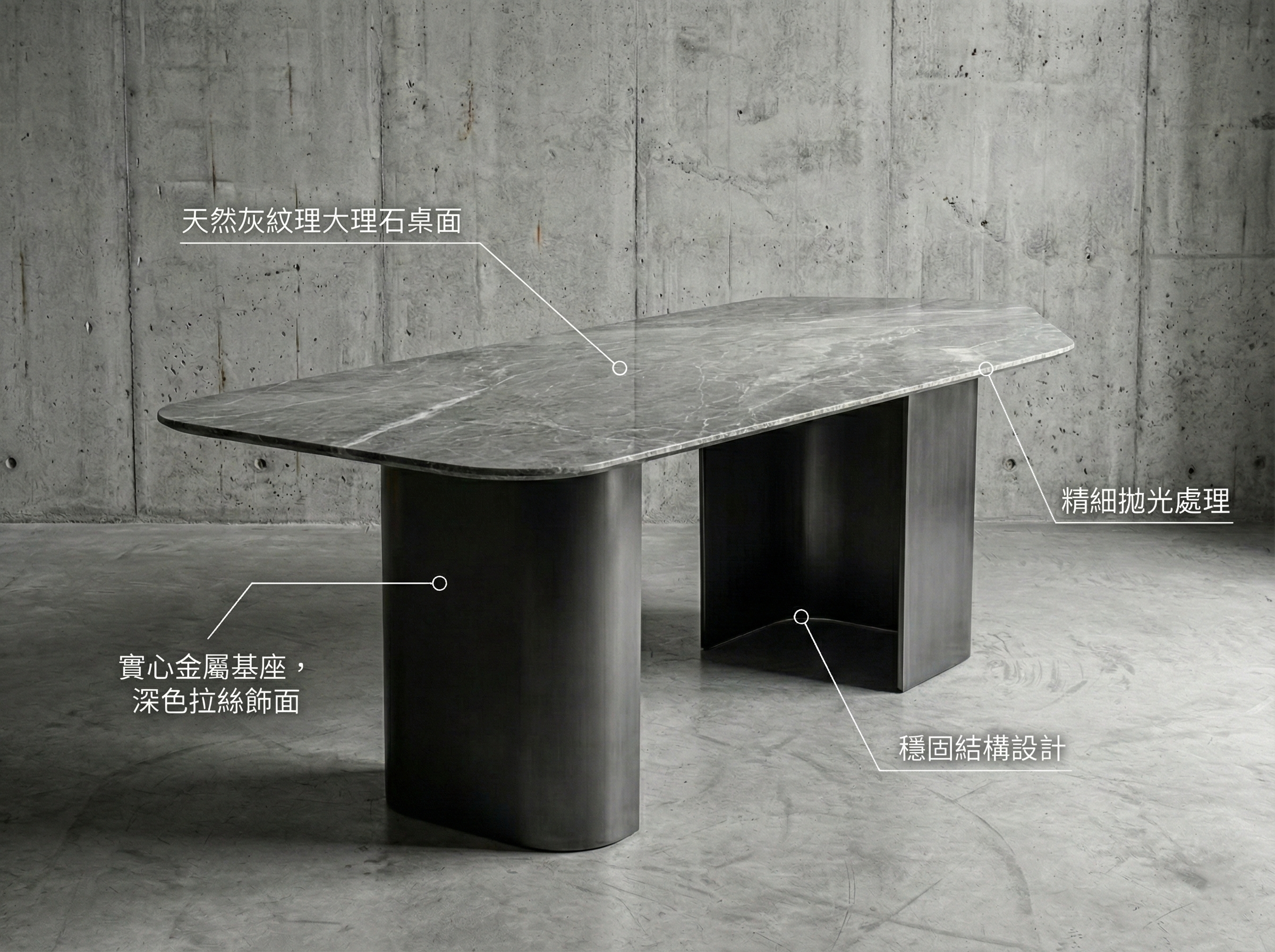 【 暮光・曜石 】黑鈦工藝奢石餐桌 1223 thumbnail 4