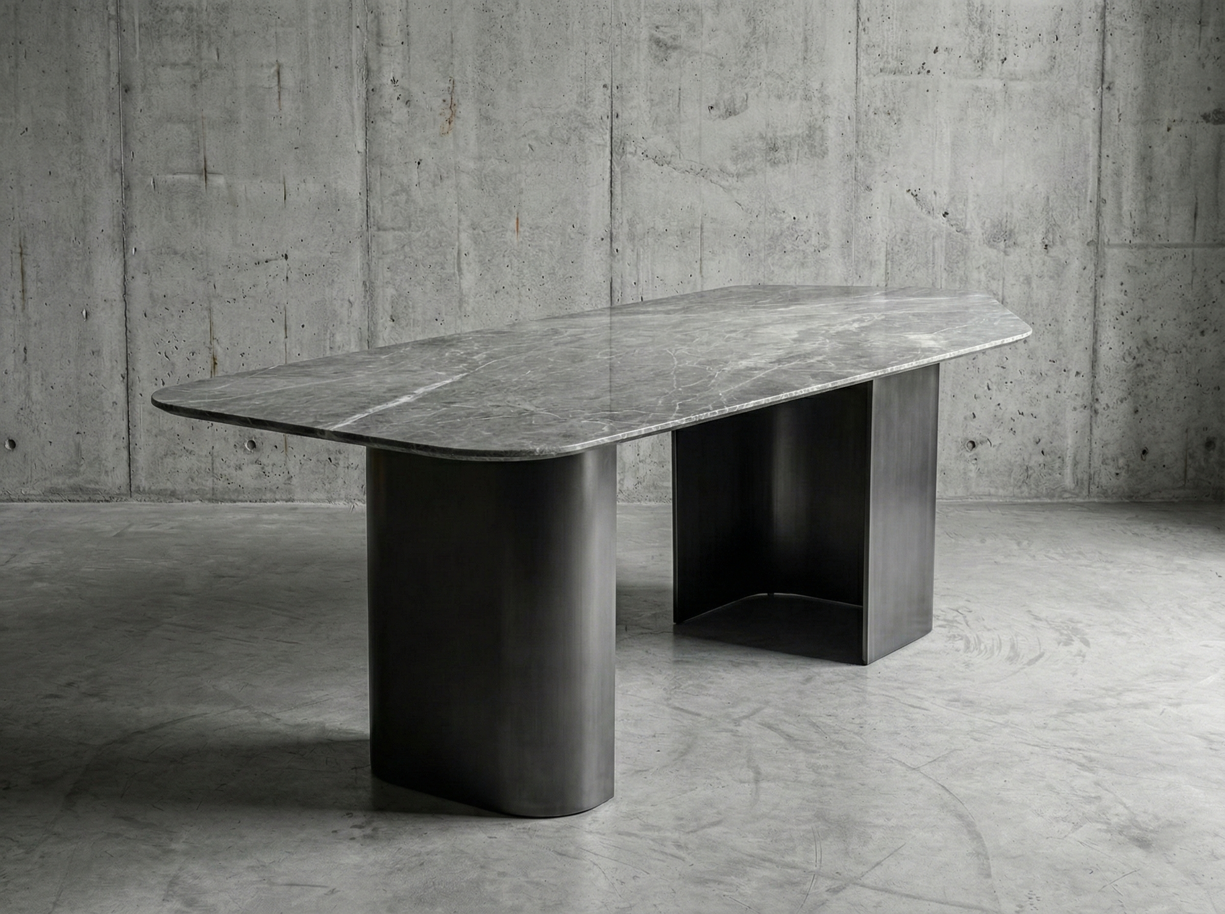 【 暮光・曜石 】黑鈦工藝奢石餐桌 1223