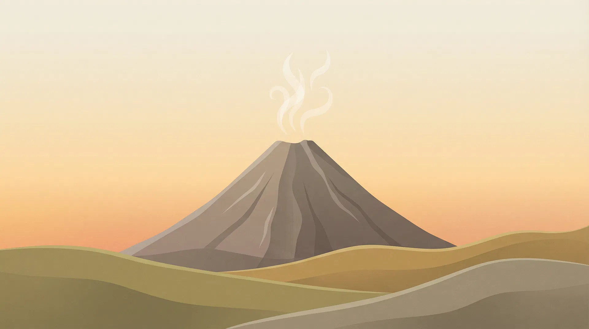 Volcanic landscape illustration