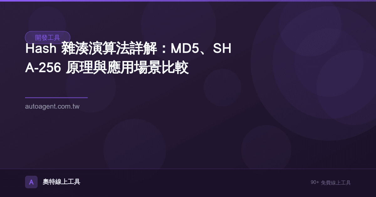 Hash 雜湊演算法詳解：MD5、SHA-256 原理與應用場景比較