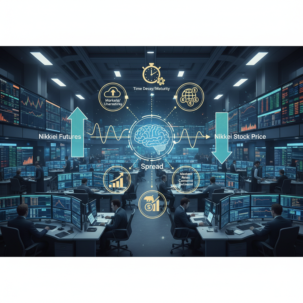 影響日經期貨與現貨價差的核心因素 示意圖