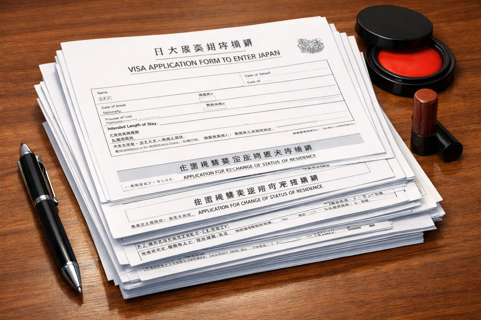 Organized visa documents