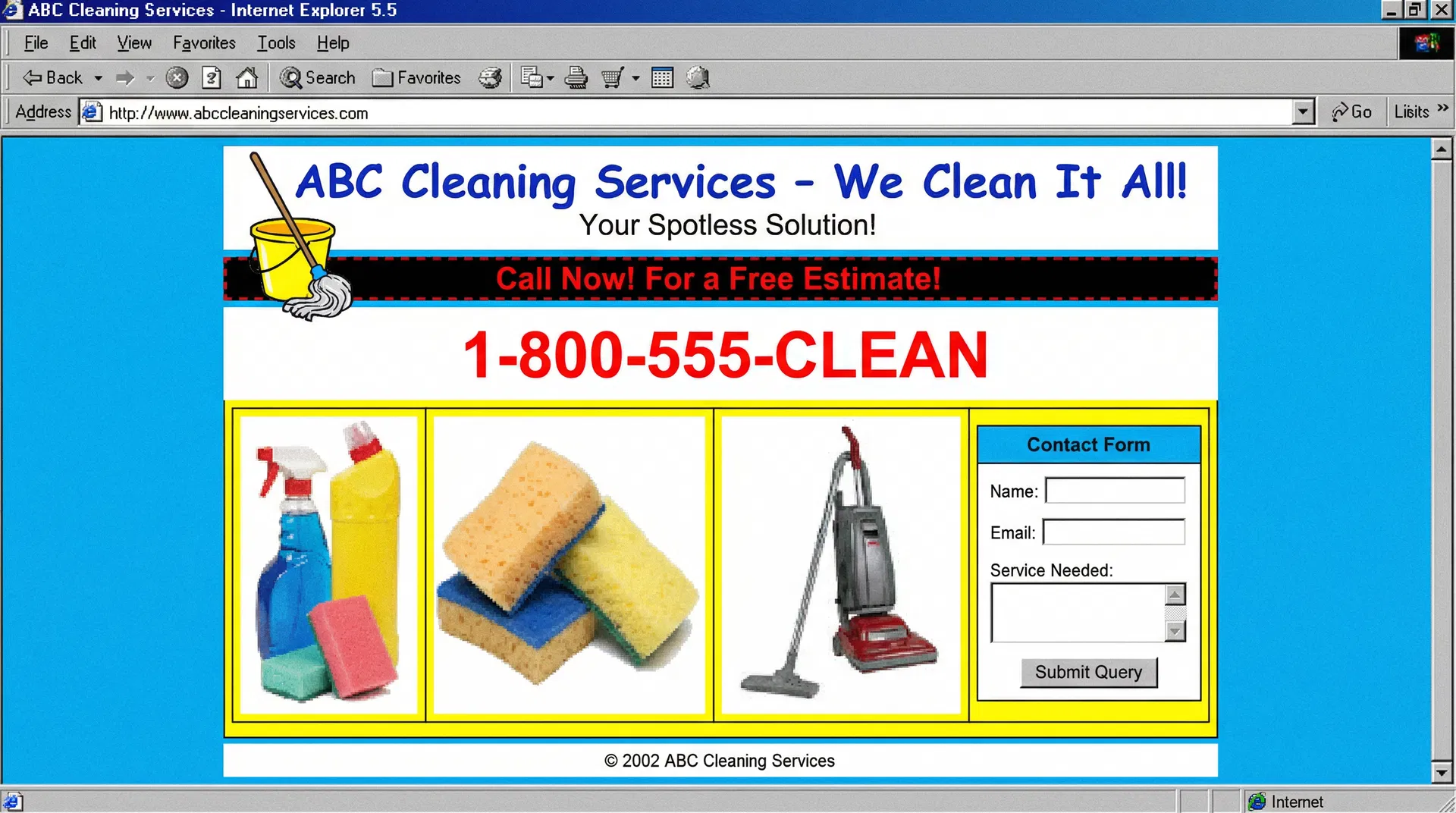 Before - generic cleaning website