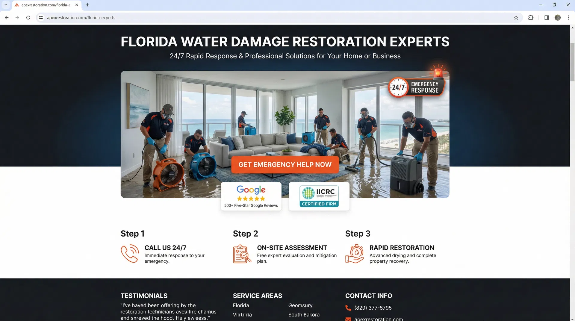 Optimized restoration landing page