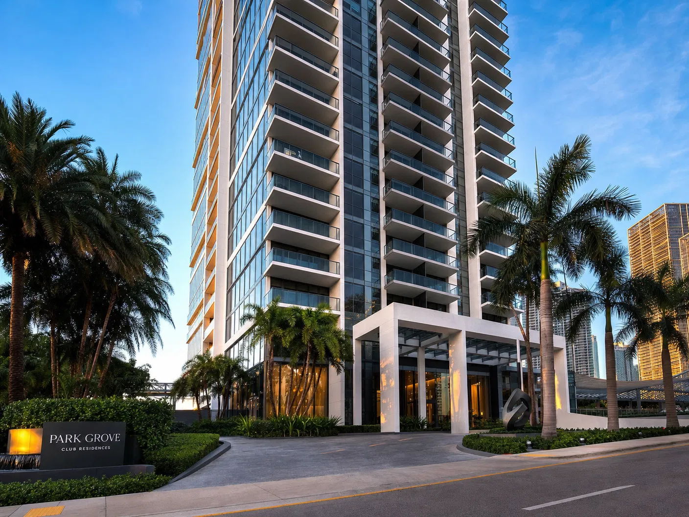 Modern Miami high-rise condominium building exterior