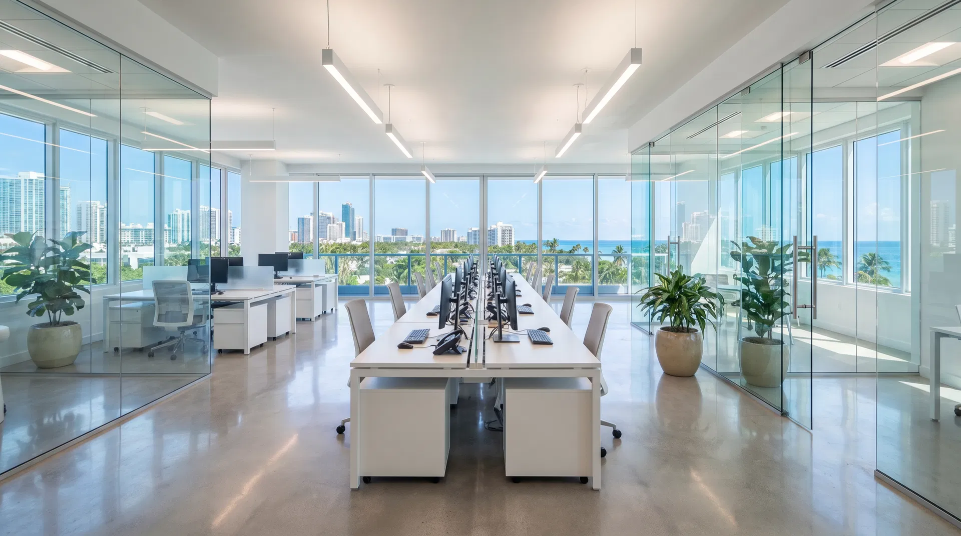 Spotless clean modern office after professional cleaning in Miami