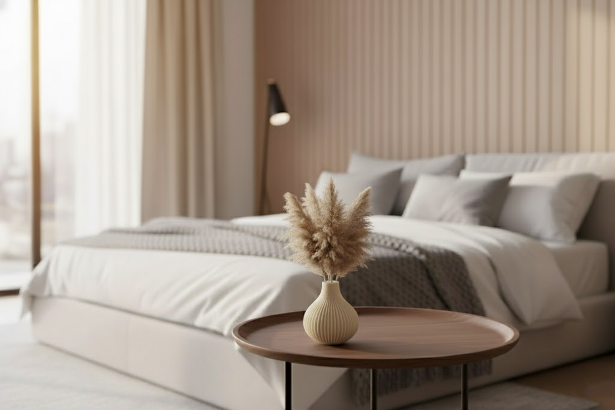 Dekoratif Beyaz Şerit Desenli Oval Vazo