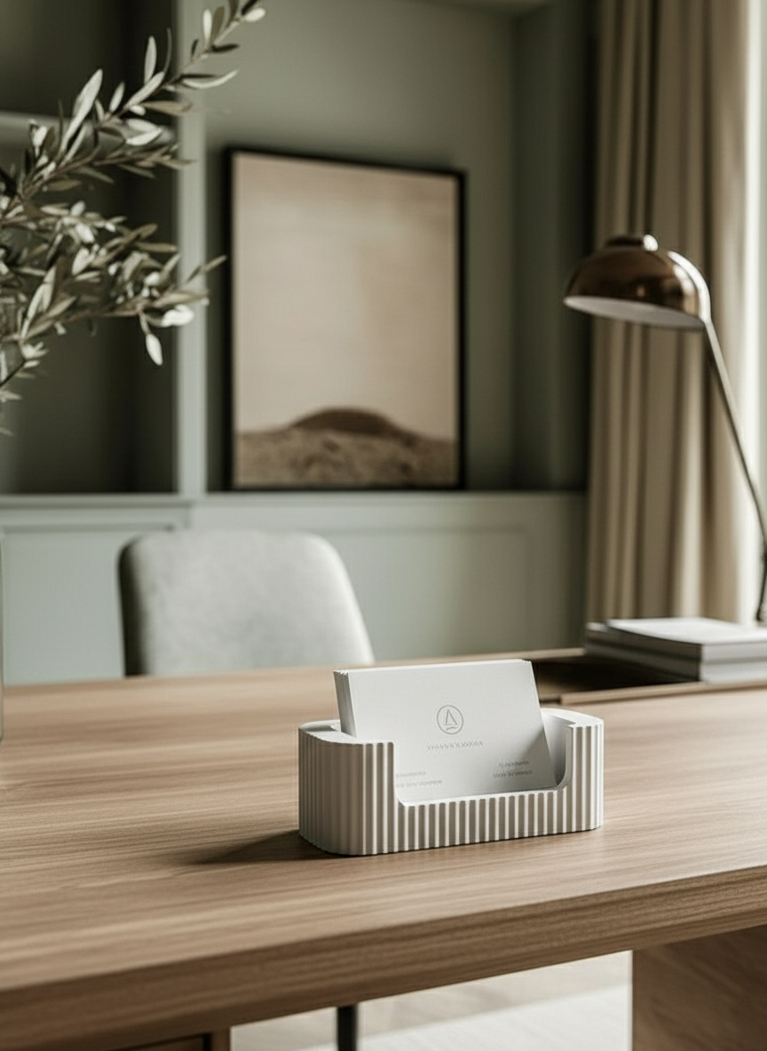 NoirLine Kartlık – Bej Modern Masaüstü Kartvizitlik